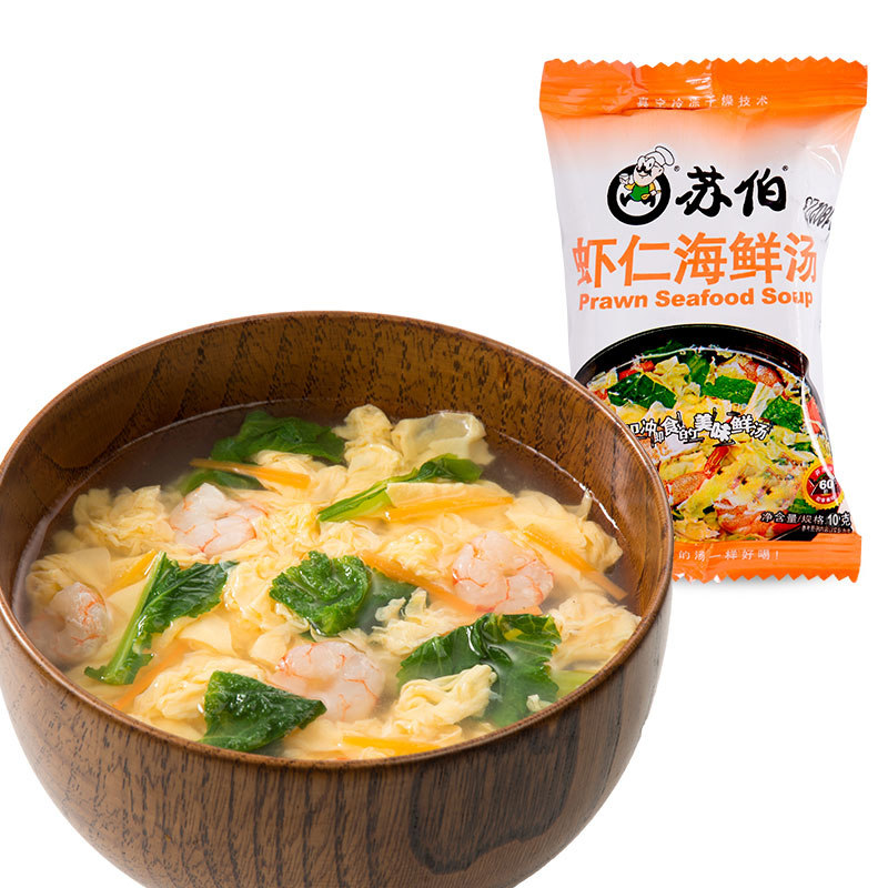 Suber Soup Shrimp Jen Seafood Soup Hot Water Flush With Instant Egg Flower Soup For Convenience Vegetable Instant Ready-to-eat Soup 10g