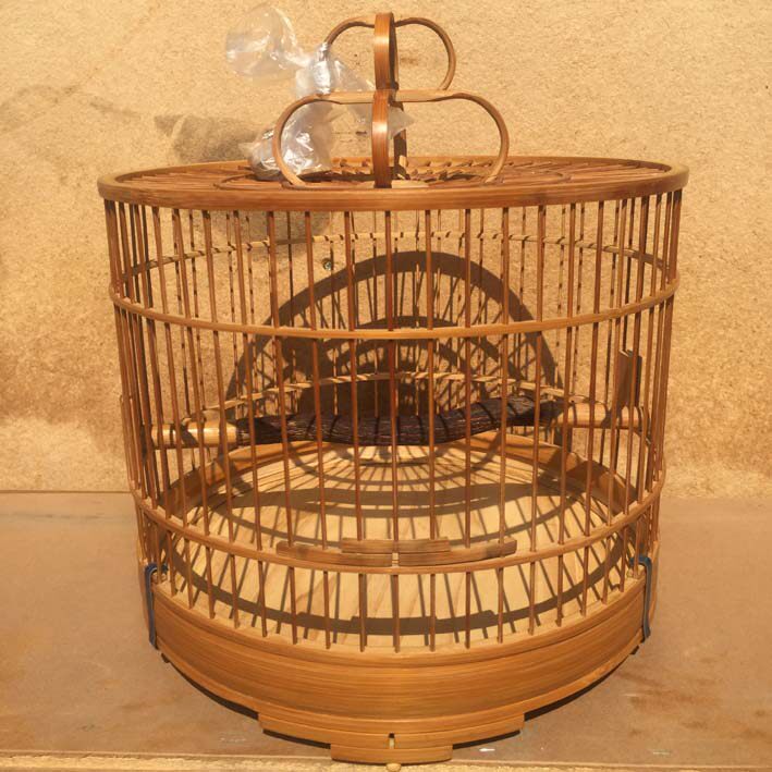 Embroidered eye shellfish Indigo chin bird Jade bird red wave Blue wave bird cage Old bamboo cage accessories Bird cage Indigo chin red bamboo cage