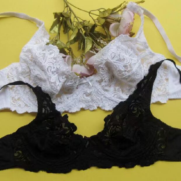 Đồ lót 9,9 nhân dân tệ màu đen thêu áo ngực trong suốt ren siêu mỏng bra cỡ lớn 75C80B 859095BCD nội y cao cấp