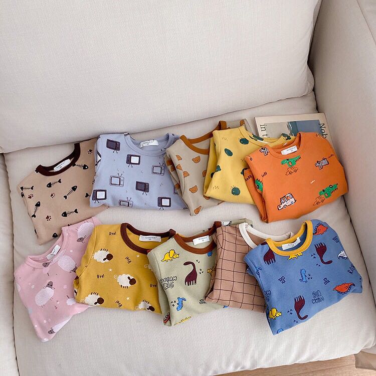 Texture Praise 2021 Autumn Winter Children's Home Boy's Boy Baby Wool Pull Rack Underwear Suit