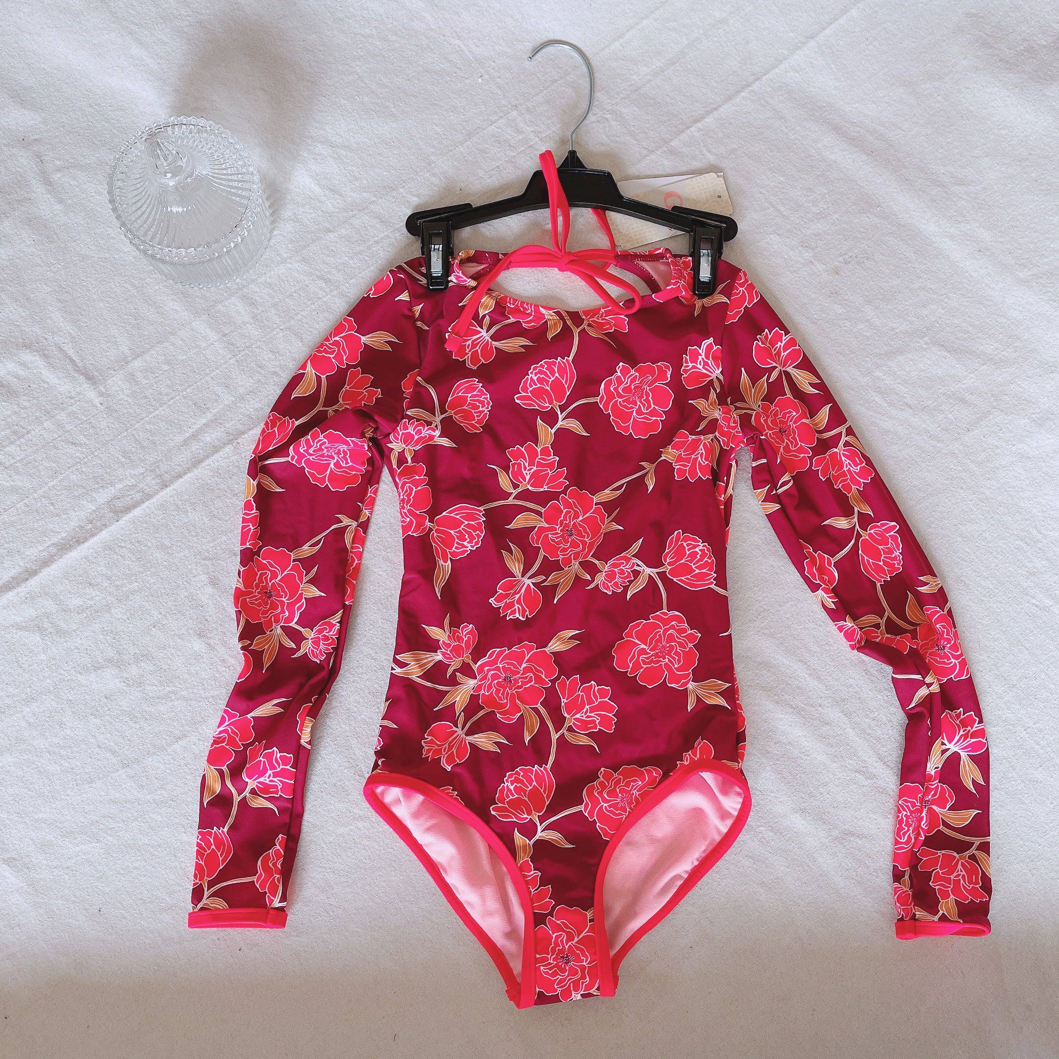 Foreign trade bathing suit children with swimsuit retro style girl swimsuit surf dress conservative fashion 5-16 years old