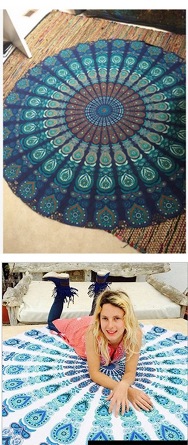 Mandala Ấn Độ phong cách vòng khăn bãi biển khăn choàng trang trí tấm thảm treo tường Tapestry thảm treo tường