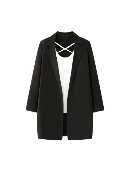 艾格防晒衣雪纺小西装女夏季白色西服垂感上衣休闲外套薄款空调衫