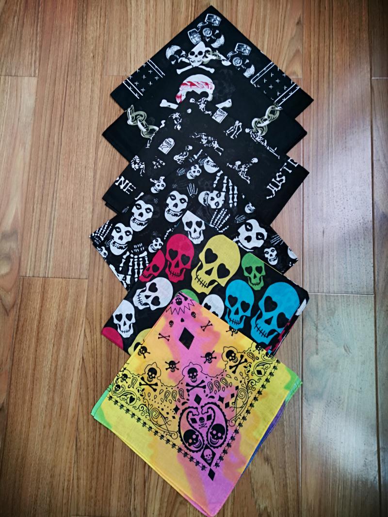 Skull Scarves Ghost Heads Festival Halloween Pirate Party Pure Cotton Scarves Headscarf Hip-hop Trend Sports New Rap Flowers