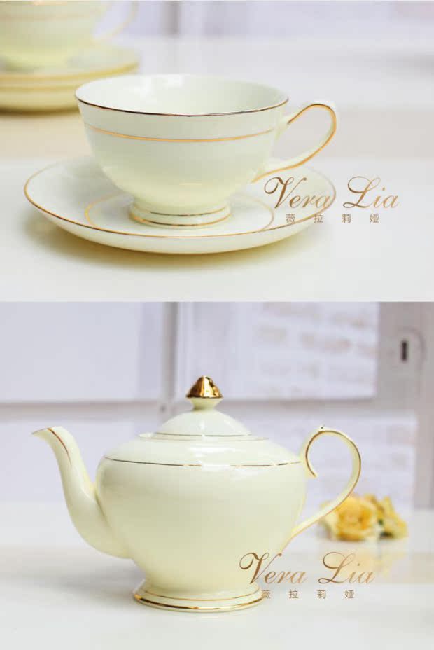Bộ ấm trà đơn giản tiếng Anh ấm trà đặt nhà cao cấp Châu Âu cốc cà phê món ăn món quà cưới bình pha cà phê
