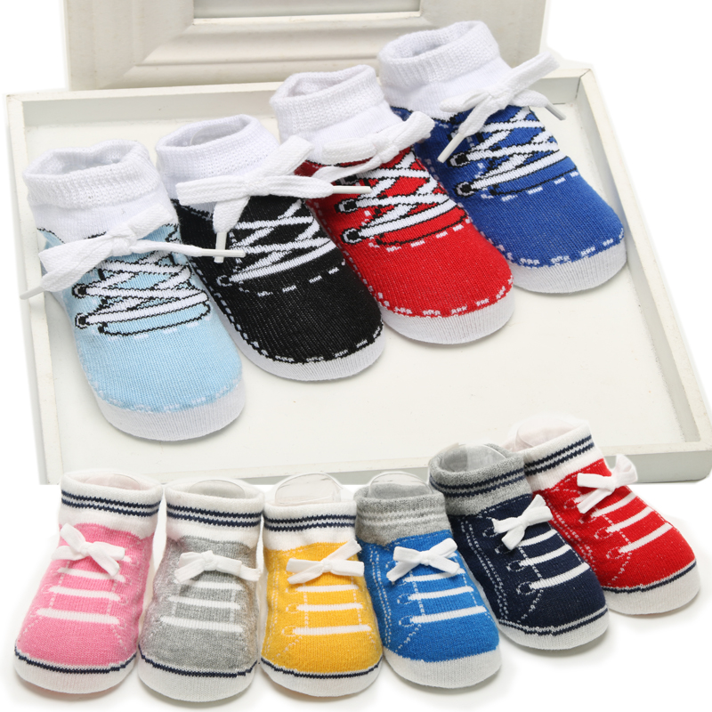 Spring and autumn summer baby socks baby socks full moon socks 0-3 months newborn socks baby fake shoes socks shape socks