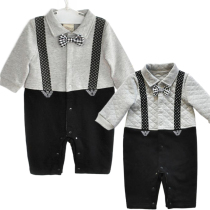 Male baby jumpsuit Newborn year-old strap dress ha clothing cotton long sleeve thin spring and autumn baby clothes