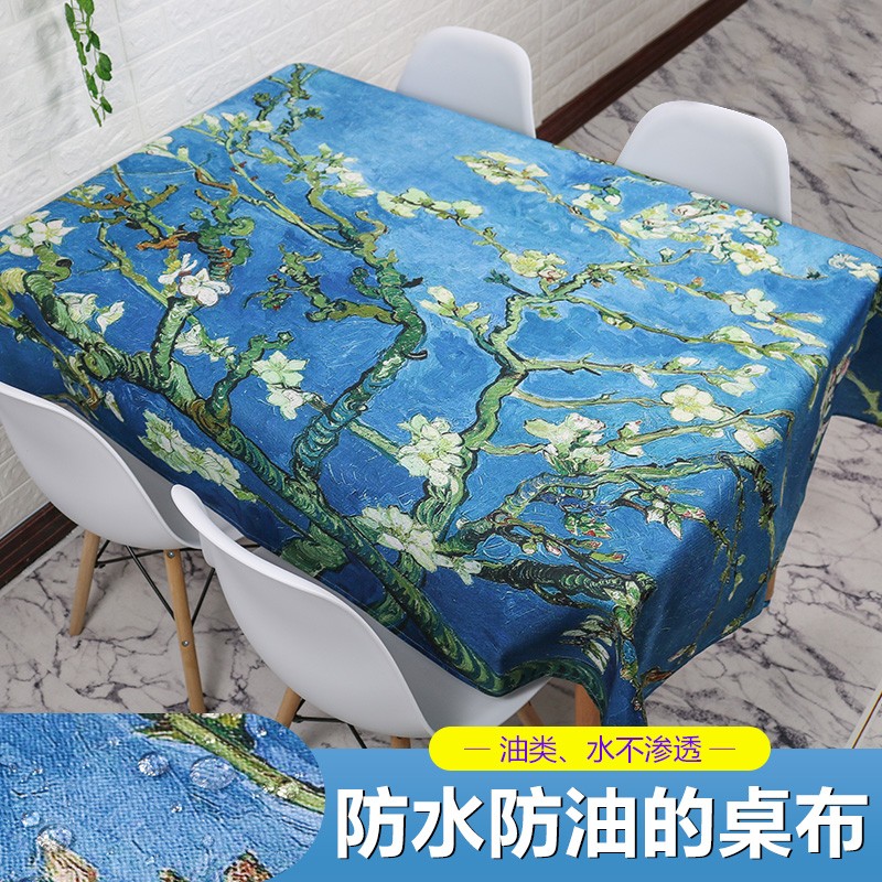 Waterproof tablecloth fabric cotton linen small fresh 3D creative ins coffee table TV Nordic disposable oil rectangle