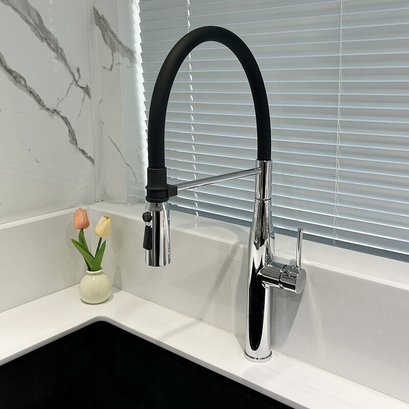 Italian Gessi Rotating Kitchen Faucet with Low Lead Copper, Dual-Function Pull-Out Faucet