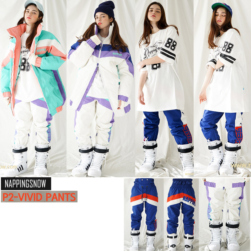 1920napping Korean ski pants for men and women Twin Veneer Snowy Pants Warm and cotton Close-up Snow Pants