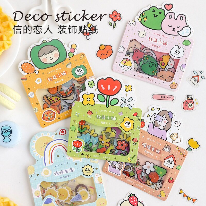 Miss Card Lady PVC Stickler Bag Soft Cute Little Laid Fresh Cute Cartoon Hand Ledger DIY Decorative Sticker 8