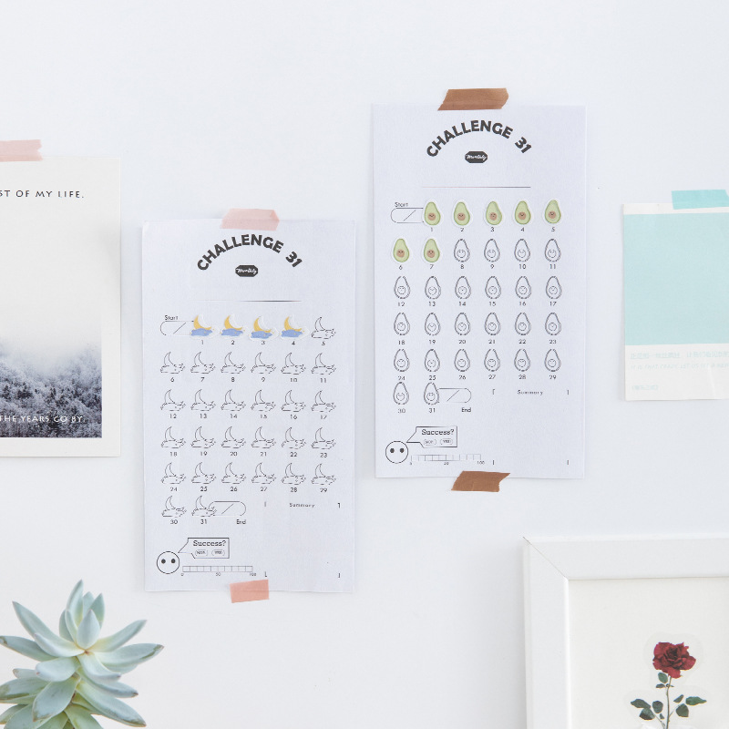 Miss Card Good Living Habits Develop 31 Days Habit Tracking Plan Table Work Learning Cheat Record Table