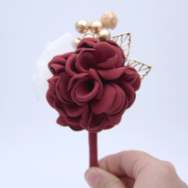  Forest corsage wedding full set of bride and groom creative burning edge red guest simple ceremony event business corsage