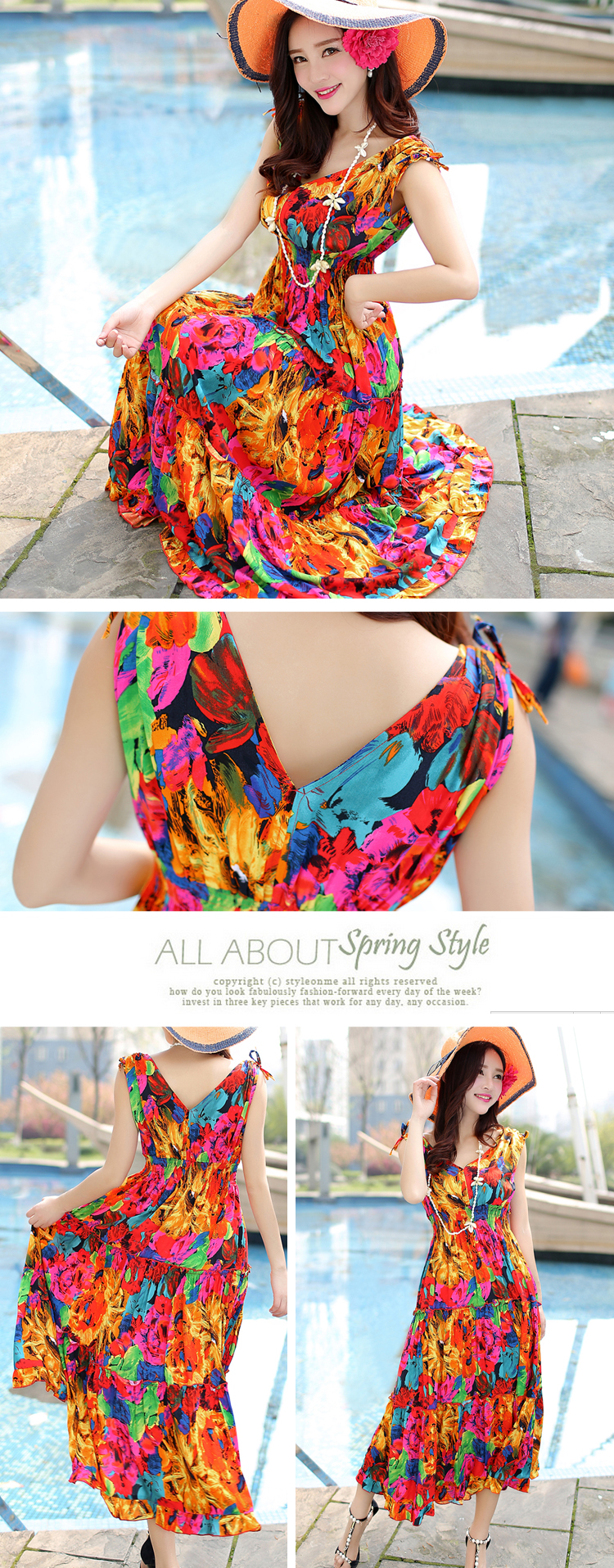 Mùa hè 2019 mới đầm hoa boho siêu dài cotton lụa áo vest đi biển dài váy nữ - Sản phẩm HOT shop thời trang nữ