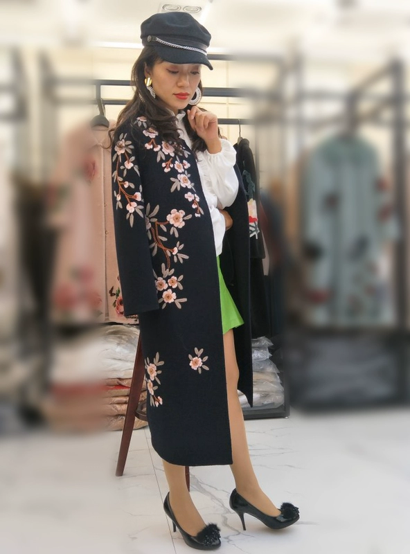 2019 phụ nữ mới tùy chỉnh áo khoác handmade thêu hoa len 100% len lông giữa len dài - Trung bình và dài Coat