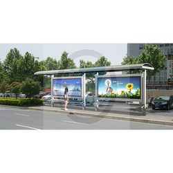 City smart bus shelter waiting stop sign double column stainless steel smart platform ຜະລິດໂດຍຜູ້ຜະລິດແຫຼ່ງ