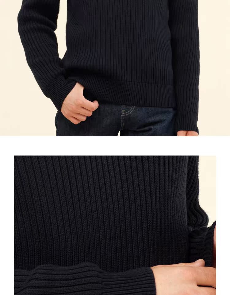 Áo len dệt kim Giordano nam Chất liệu cotton dày phù hợp với áo len Jacquard cao cổ 01057727 áo len nam hàng hiệu