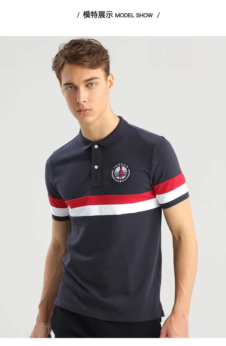 Giordano Polo nam thêu màu tương phản mỏng căng vải đính cườm tay áo ngắn POLO91017322 áo polo nam đẹp