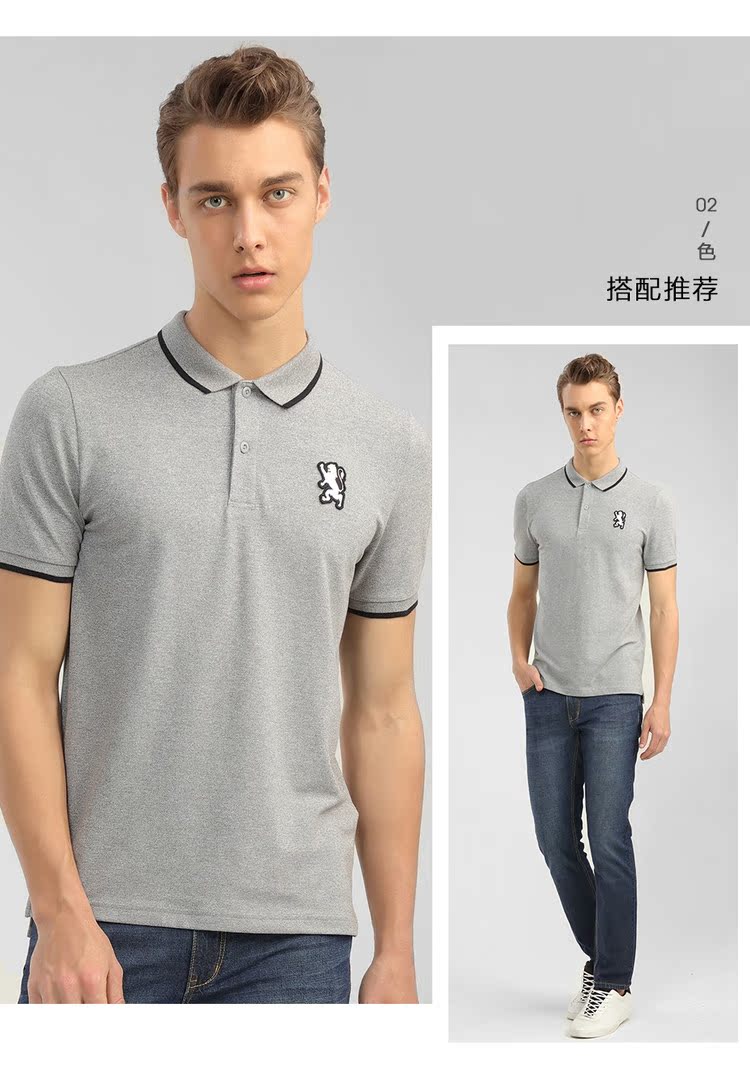 Áo sơ mi cộc tay Giordano nam cổ điển thêu ngọc trai cotton mỏng tay áo ngắn ve áo Áo sơ mi 01017250 áo khoác polo