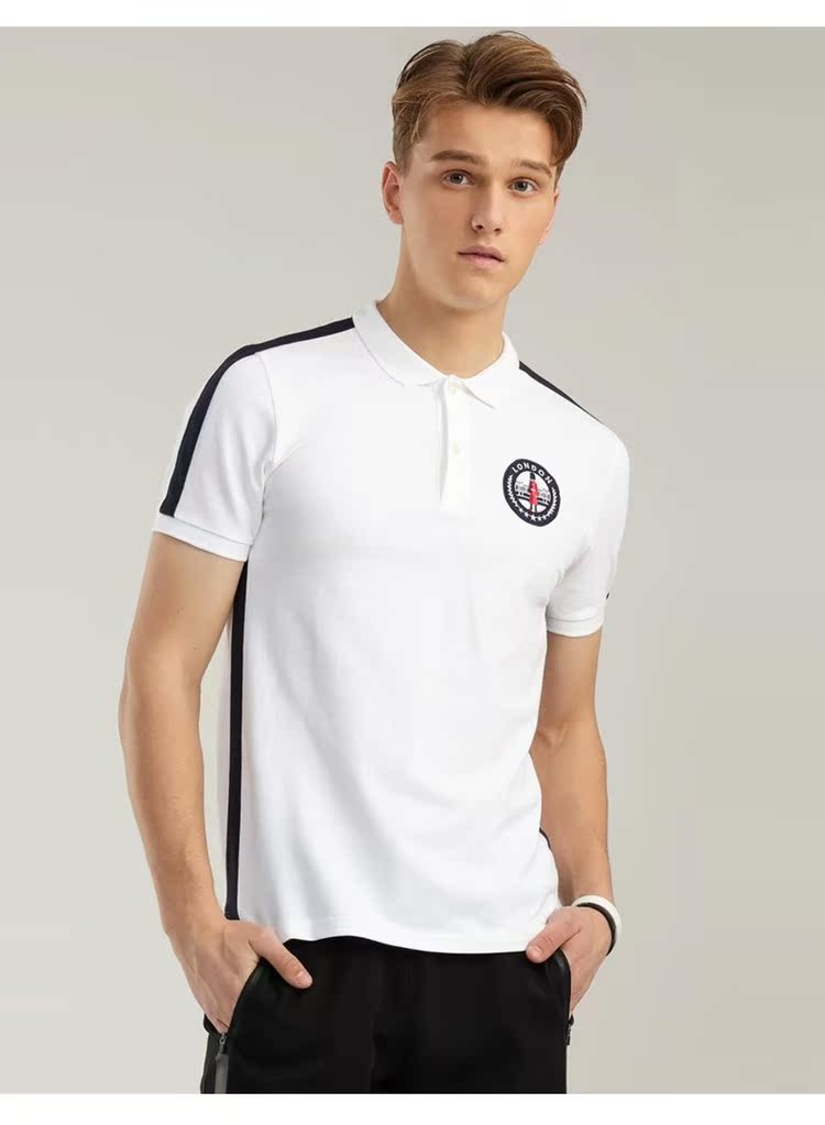 Giordano Polo nam thêu màu tương phản mỏng căng vải đính cườm tay áo ngắn POLO91017322 áo polo nam đẹp