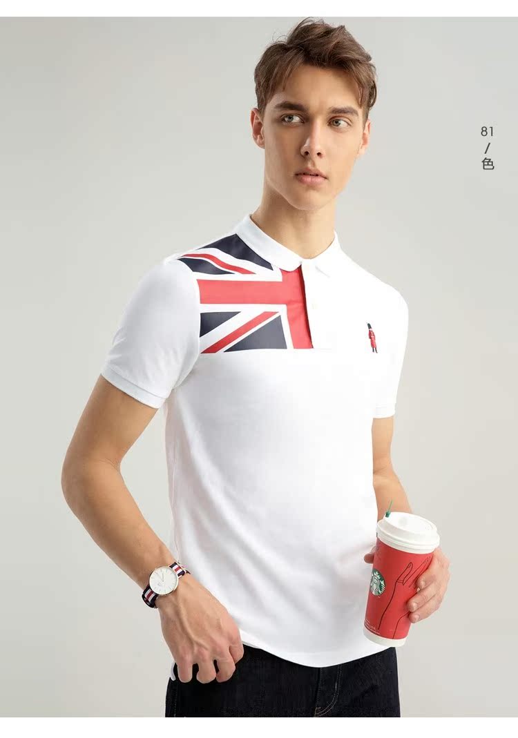 Giordano Polo nam thêu màu tương phản mỏng căng vải đính cườm tay áo ngắn POLO91017322 áo polo nam đẹp