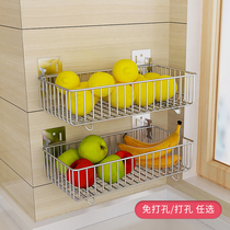 304 kitchen hanging basket faucet holder wall hanging non-perforated drain rack storage basket fruit vegetable basket