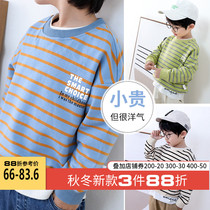 Many boys clothes spring and spring stripes 2021 New Korean childrens coat childrens base shirt tide loose