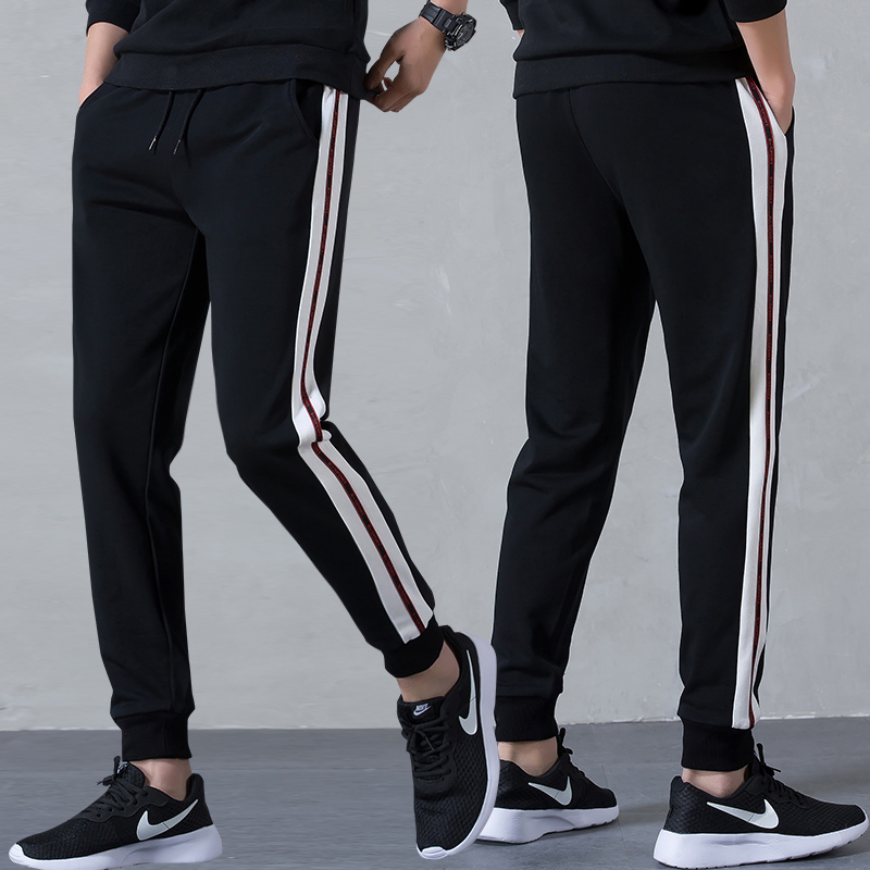 Men's new spring and summer closed knit running fitness training casual sweatpants small feet sweatpants slim drawstring trousers