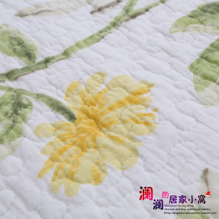 Vàng Rose bông giường bông bìa ba mảnh mùa xuân và mùa thu dày tấm là mền mỏng máy lạnh - Trải giường ga phủ giường