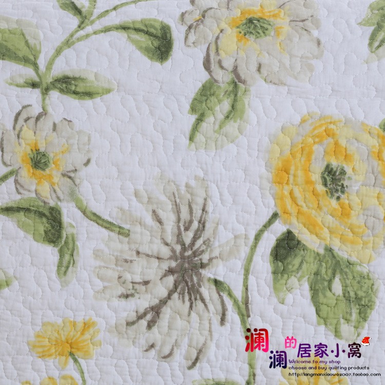Vàng Rose bông giường bông bìa ba mảnh mùa xuân và mùa thu dày tấm là mền mỏng máy lạnh - Trải giường ga phủ giường