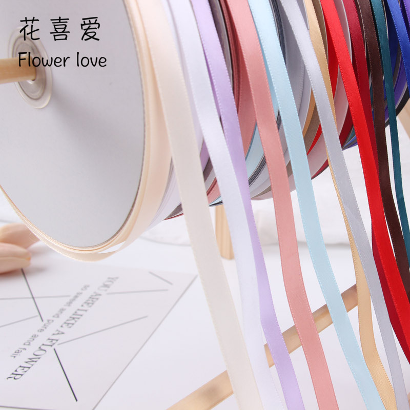 1cm polyester silk ribbon vegan color with high-quality cloth art satin ribbon silk with flowers packaging material gift butterfly knot-Taobao