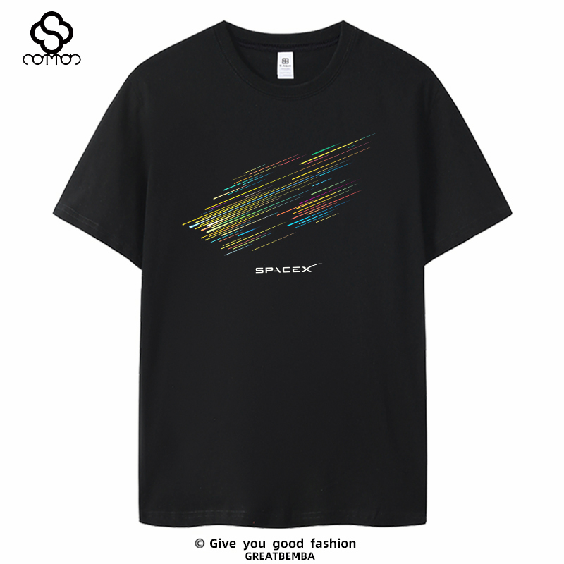 Starship Meteor Launch Spacex Short Sleeve Musk T-Shirt Starship Short Sleeve Explore Mars Loose Fit Large Size Summer