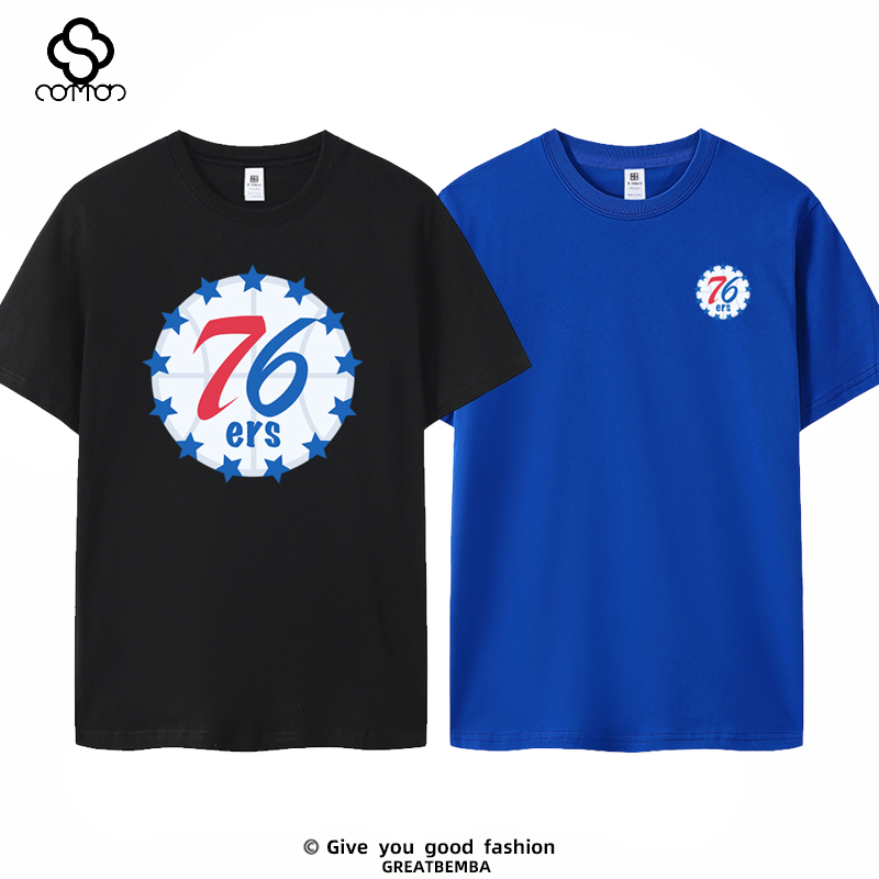76 Team Short-Sleeved 76 Person T-Shirt Training Clothes Basketball Sports Paul George Mark Sean Bide Short-Sleeved T-Shirt Summer