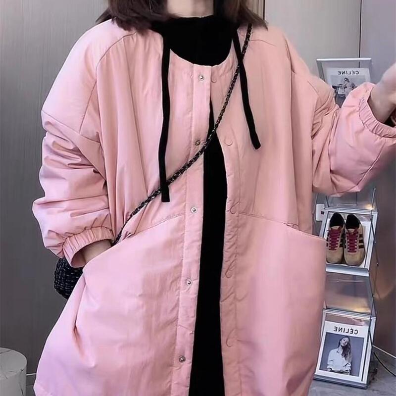 Plus Size Women's down Jacket 100kg Mid-Length Black Fashionable Internet Celebrity Style Versatile Loose Hoodless Pink Casual Round Neck Style Plus Size Women's down Jacket 100kg Mid-Length Black Fashionable Internet Celebrity Style Versatile Loose Hoodless Pink Casual Round Neck Style