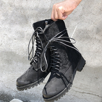 2021 autumn and winter retro Martin boots female leather lace-up British locomotive Boots Black overfitting boots female