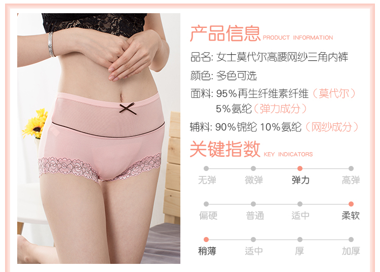 Đồ lót nữ gợi cảm Ying Khang eo cao lưới cỡ lớn chất liệu ren ren shorts Quần short bằng sợi tre quan lot ren dep 