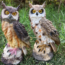 Simulation animal owl sculpture ornaments outdoor garden courtyard resin decoration model Guardian fleshy flowers to repel birds