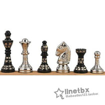 Stanton inspired brass metal luxury chess board chess board chess kit - 12 - silver black swing