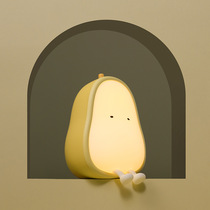 Creative cute duck pear night light soft light eye protection rechargeable cute bedside lamp for children sleeping with sleeping lamp feeding lamp