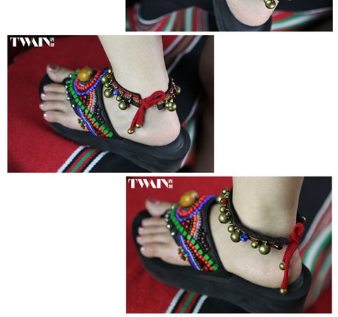 Tang En Twain ban đầu làm bằng tay dân tộc may mắn an toàn hoang dã retro chuông đồng vòng chân nữ lắc chân nữ đẹp