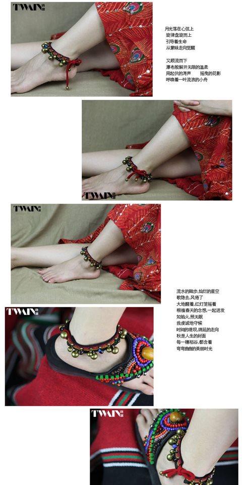 Tang En Twain ban đầu làm bằng tay dân tộc may mắn an toàn hoang dã retro chuông đồng vòng chân nữ lắc chân nữ đẹp