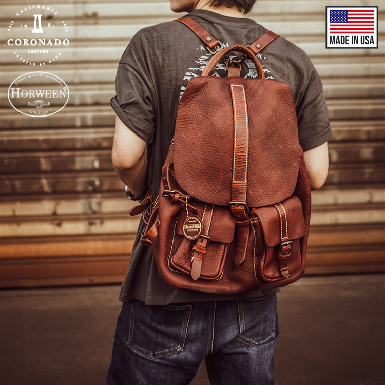 Coronado China's total generation of Horween Horween Horvine cow leather-peregrine falcon double shoulder umbrella soldier pack#720