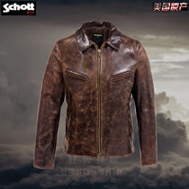 Schott NYC Heavy Wax Cowhide 26 inch Lapel Vintage Casual Postman Motorcycle Leather Jacket#673