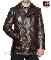 Schott NYC Chinese main-generation American-originated sand-brinted cowhide repair phagus sailor short coat#640F