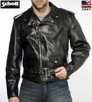 Schott NYC explosion of American origin classic cable-stayed bare cowhide Motorcycle Motorcycle rock leather jacket#118