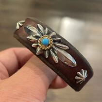 GOROS Takahashi golden rope turquoise Thorn flower Three-eye leather bracelet goros domestic spot
