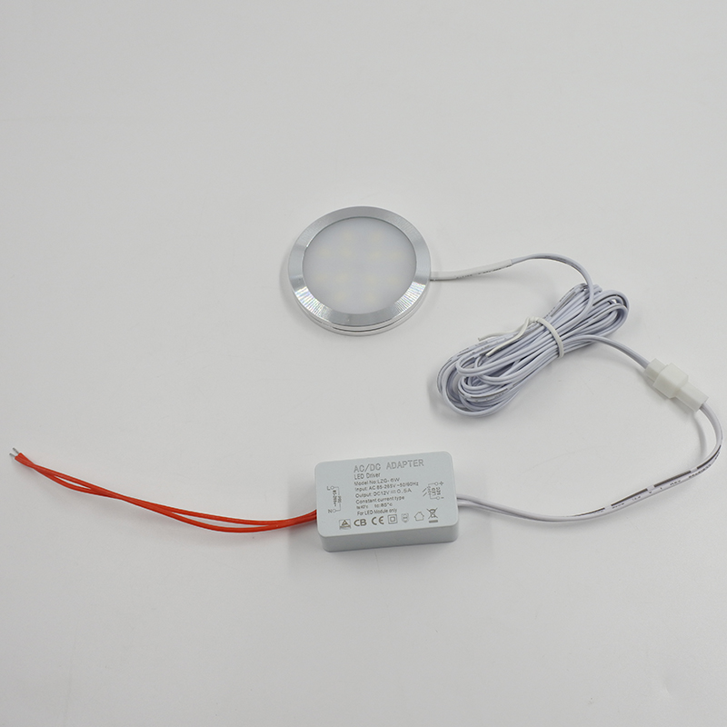 One to one A 12V ultra-thin LED round cabinet light cabinet bottom light Wardrobe light Wine cabinet light RV display cabinet light