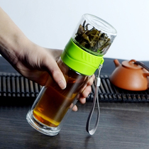 Personal double-layer glass mens and womens water cup customized heat insulation filter tea separation portable kung fu tea cup