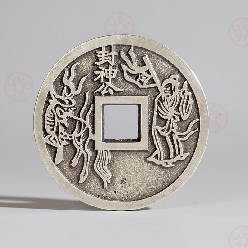 4 8cm Five Fukuo Gong Spends Money Over Silver Pencil Necklace Hanging Piece Gold Coin