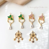 Длинный цирконий, подвеска, серьги, ювелирное украшение, 18 карат, в цветочек, со снежинками